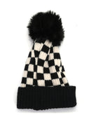 Checkered Pom Pom Hat