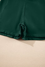 Blackish Green Color Block Edge Ribbed Pocketed Lined Swim Dress
