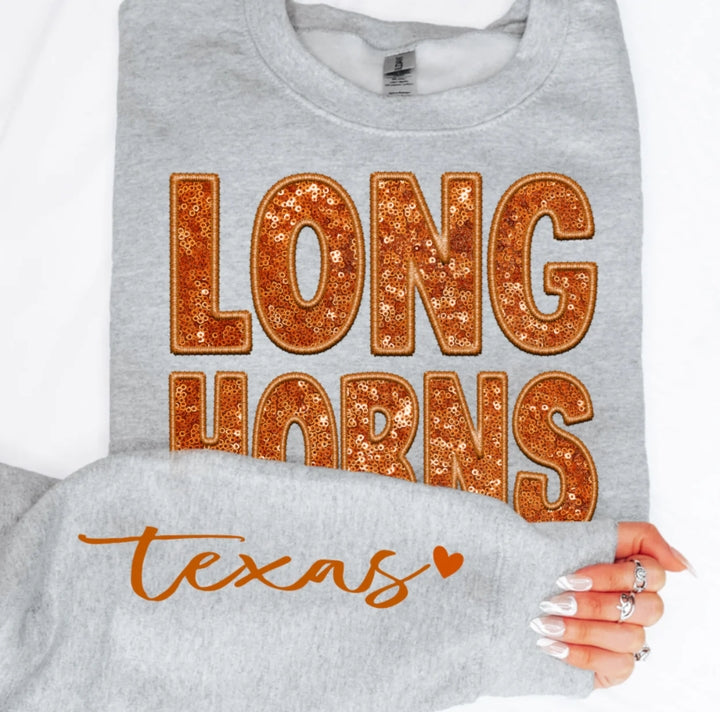 Longhorns with Sleeve Crewneck