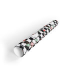 Santa Checkered Wrapping Paper Roll — Holiday Gift Wrap with Retro Santa & Lights