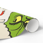 Grinch Face Christmas Wrapping Paper — Festive Santa Hat Gift Wrap with Number 67