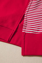 Racing Red Striped Patchwork Sleeve Colorblock Sweatshirt