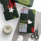 Joy & Gifts Holiday Wrapping Paper Roll — Green Red Present Pattern