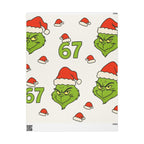 Grinch Face Christmas Wrapping Paper — Festive Santa Hat Gift Wrap with Number 67