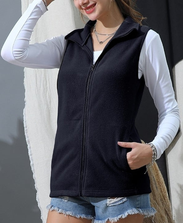 Zip Up Fleece Vest Jacket with Pockets