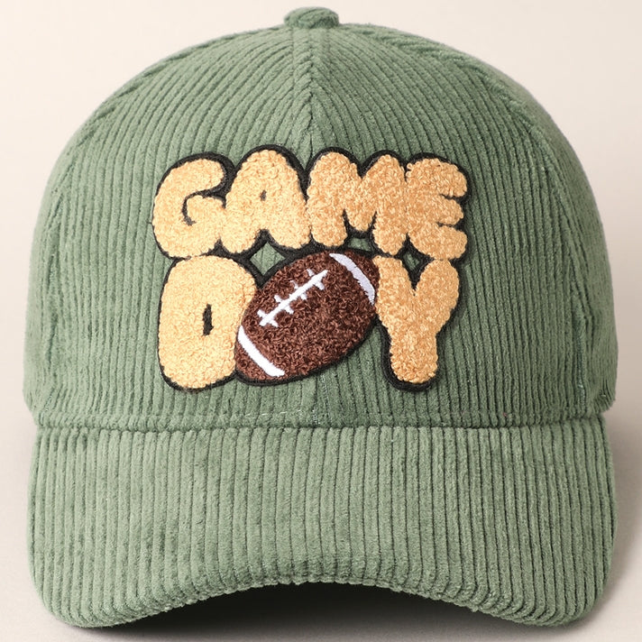 Football Game Day Patch Corduroy Cap