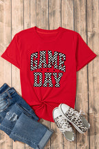 Red Checkered Game Day Graphic T Shirt