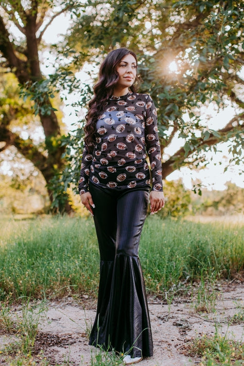 Bows & Football Mesh Top | Pre Order