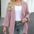 Lantern Sleeve Jacket Coarse Wool Knit Cardigan