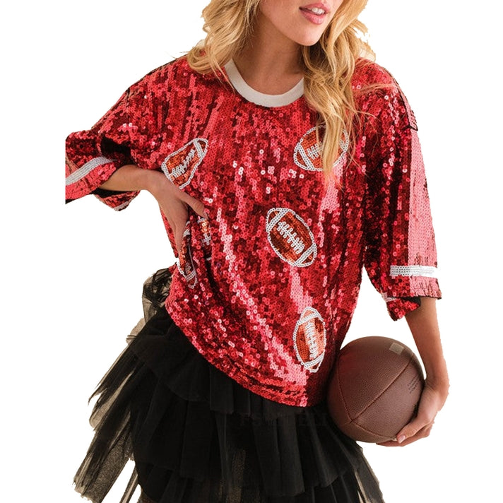 Sequined Football Half-Sleeved T-Shirt | Preorder