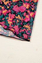 Rose Slim Fit Floral Mesh Long Sleeve Mock Neck Top