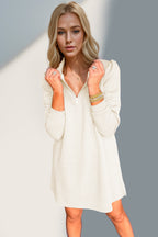 Double Take Textured Quarter Zip Long Sleeve Dress