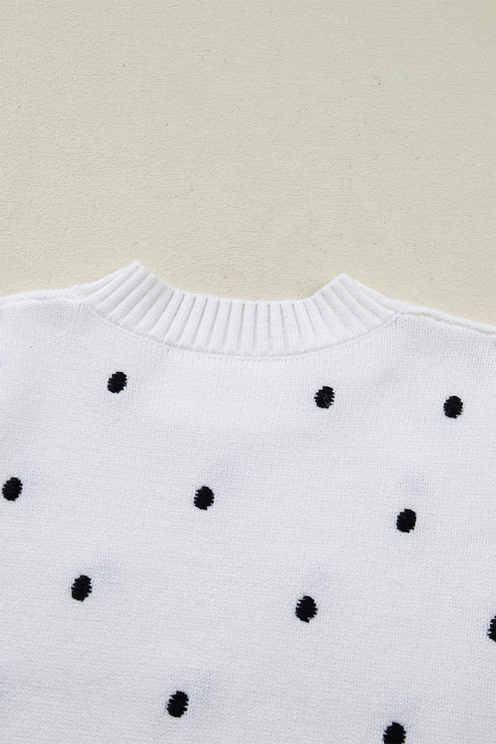 Chestnut Elegant Polka Dot Bubble Short Sleeve Sweater
