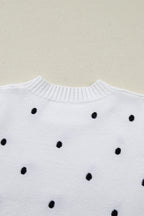 Chestnut Elegant Polka Dot Bubble Short Sleeve Sweater