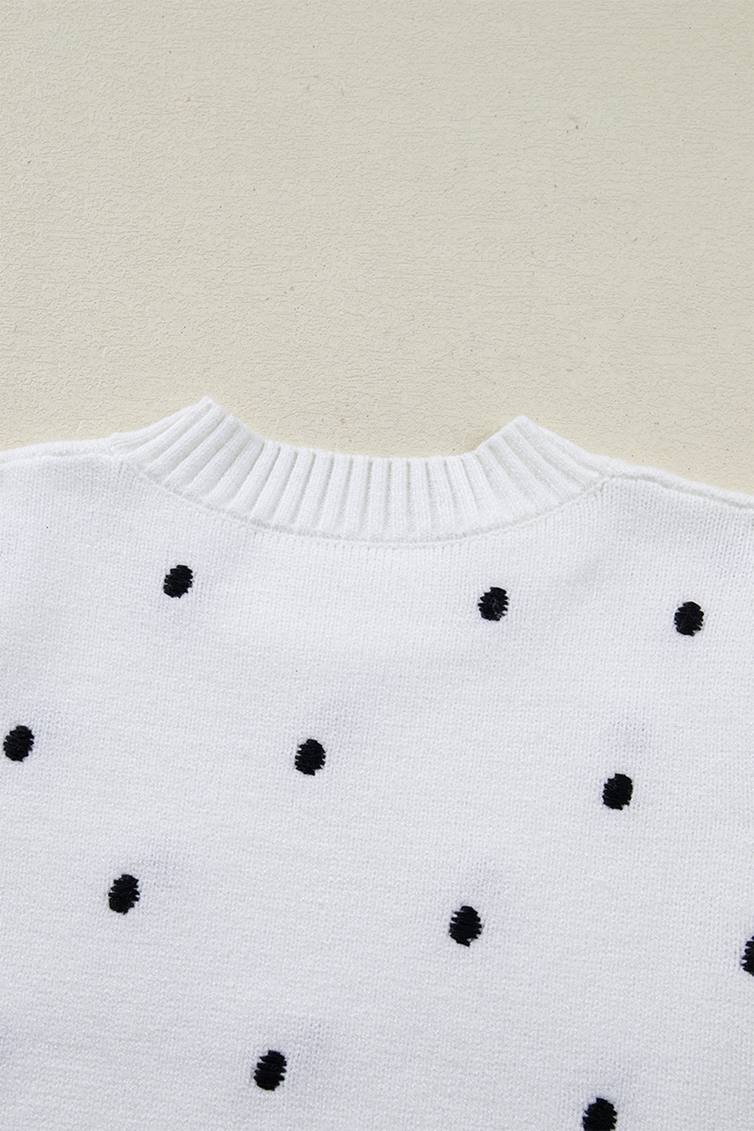 Chestnut Elegant Polka Dot Bubble Short Sleeve Sweater