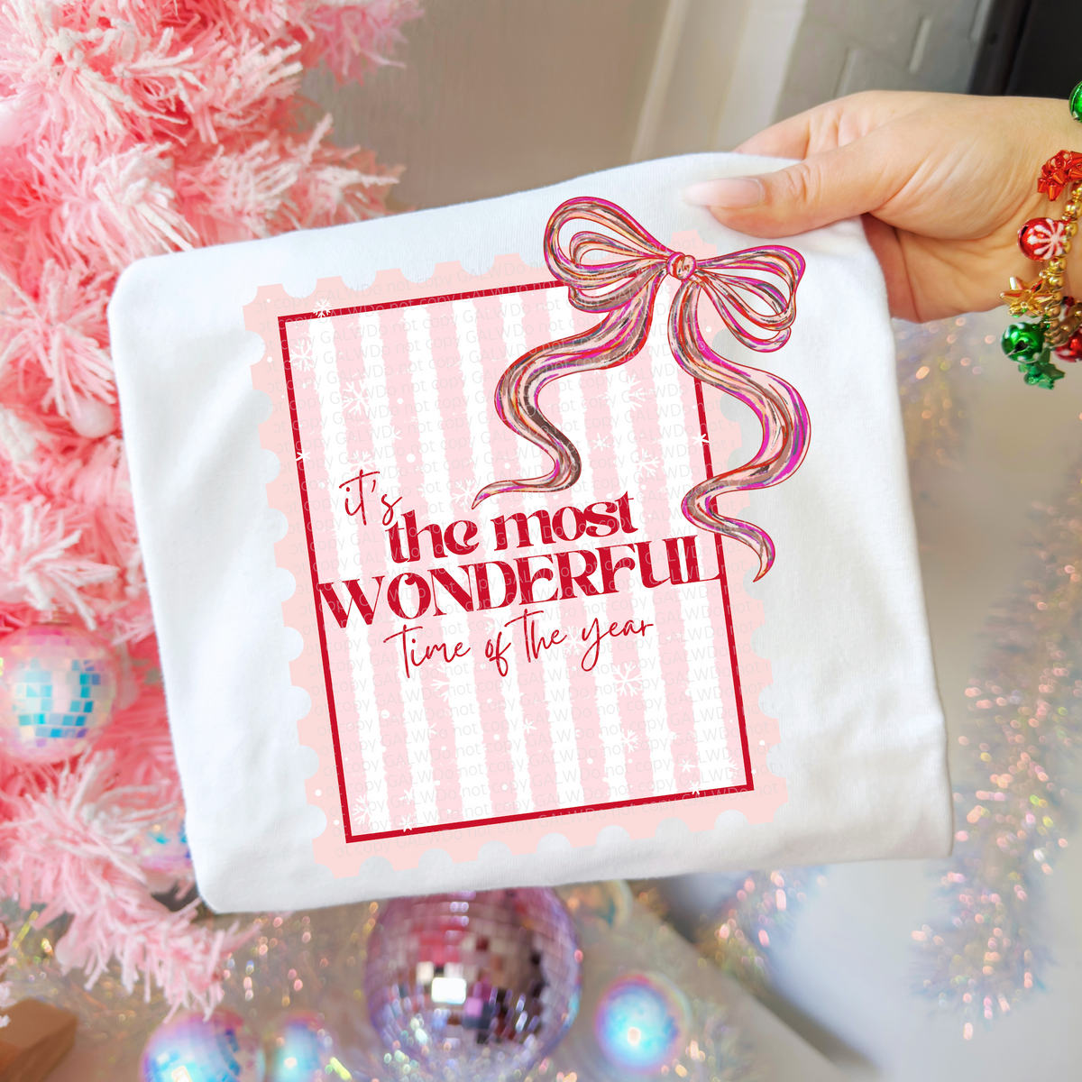 its the most wonderful time of the year pink stamp tee or sweatshirt