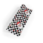 Santa Checkered Wrapping Paper Roll — Holiday Gift Wrap with Retro Santa & Lights