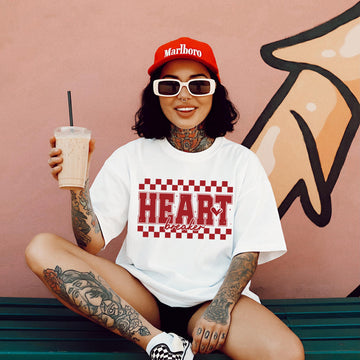 Heart breaker red checker tee & sweatshirt