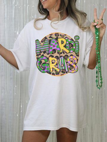 Mardi gras leopard tee & sweatshirt