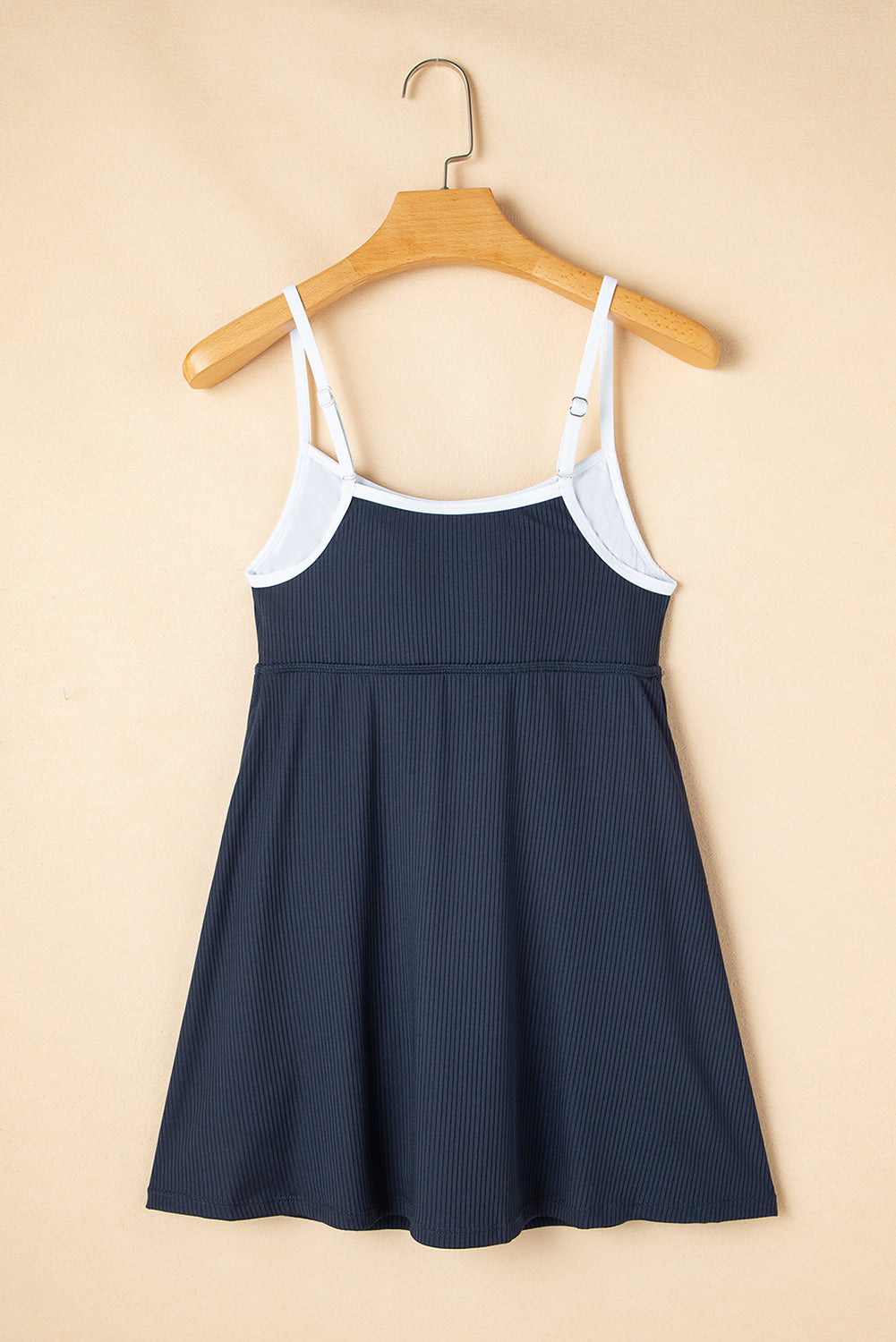 Blackish Green Color Block Edge Ribbed Pocketed Lined Swim Dress