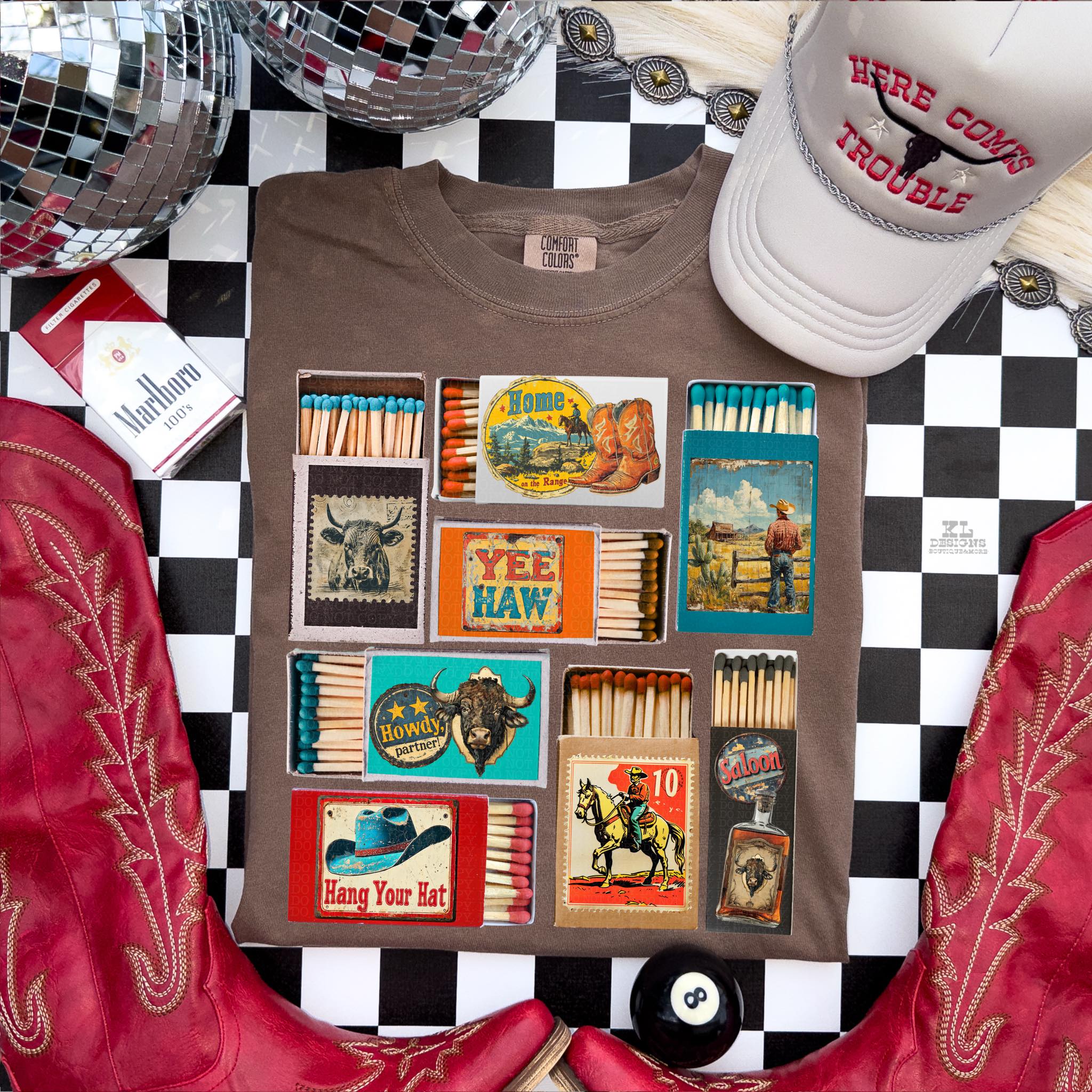 Western match box tee or sweatshirt