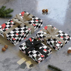 Santa Checkered Wrapping Paper Roll — Holiday Gift Wrap with Retro Santa & Lights