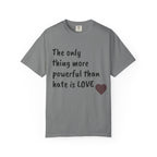 T-Shirt — "The only thing more powerful than hate is LOVE" Heart Graphic