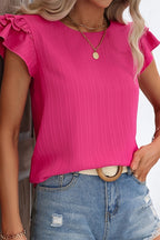 Women Petal Sleeve Rose Shirt