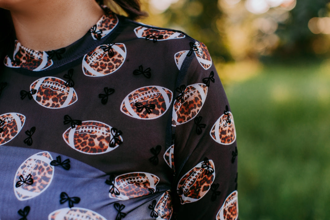 Bows & Football Mesh Top | Pre Order