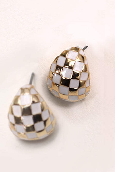 Checker Half Moon Hoop Earrings