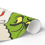 Grinch Face Christmas Wrapping Paper — Festive Santa Hat Gift Wrap with Number 67