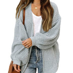 Lantern Sleeve Jacket Coarse Wool Knit Cardigan