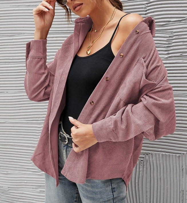 Corduroy Oversized Solid Shacket