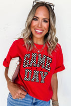 Red Checkered Game Day Graphic T Shirt