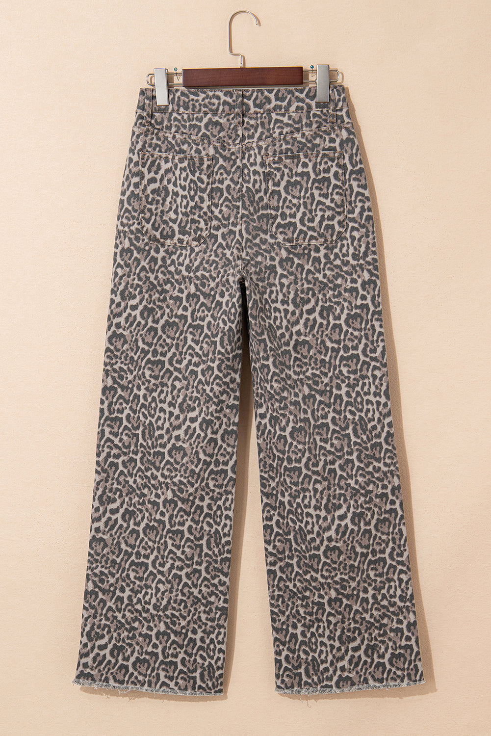 Brown Leopard High Waist Frayed Hem Jeans