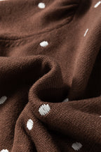 Chestnut Elegant Polka Dot Bubble Short Sleeve Sweater
