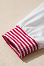 Racing Red Striped Patchwork Sleeve Colorblock Sweatshirt