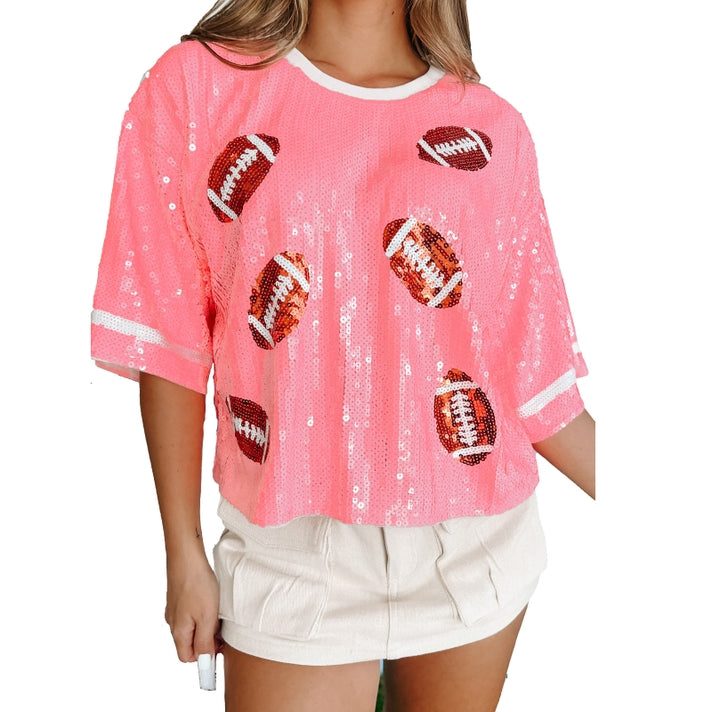 Sequined Football Half-Sleeved T-Shirt | Preorder