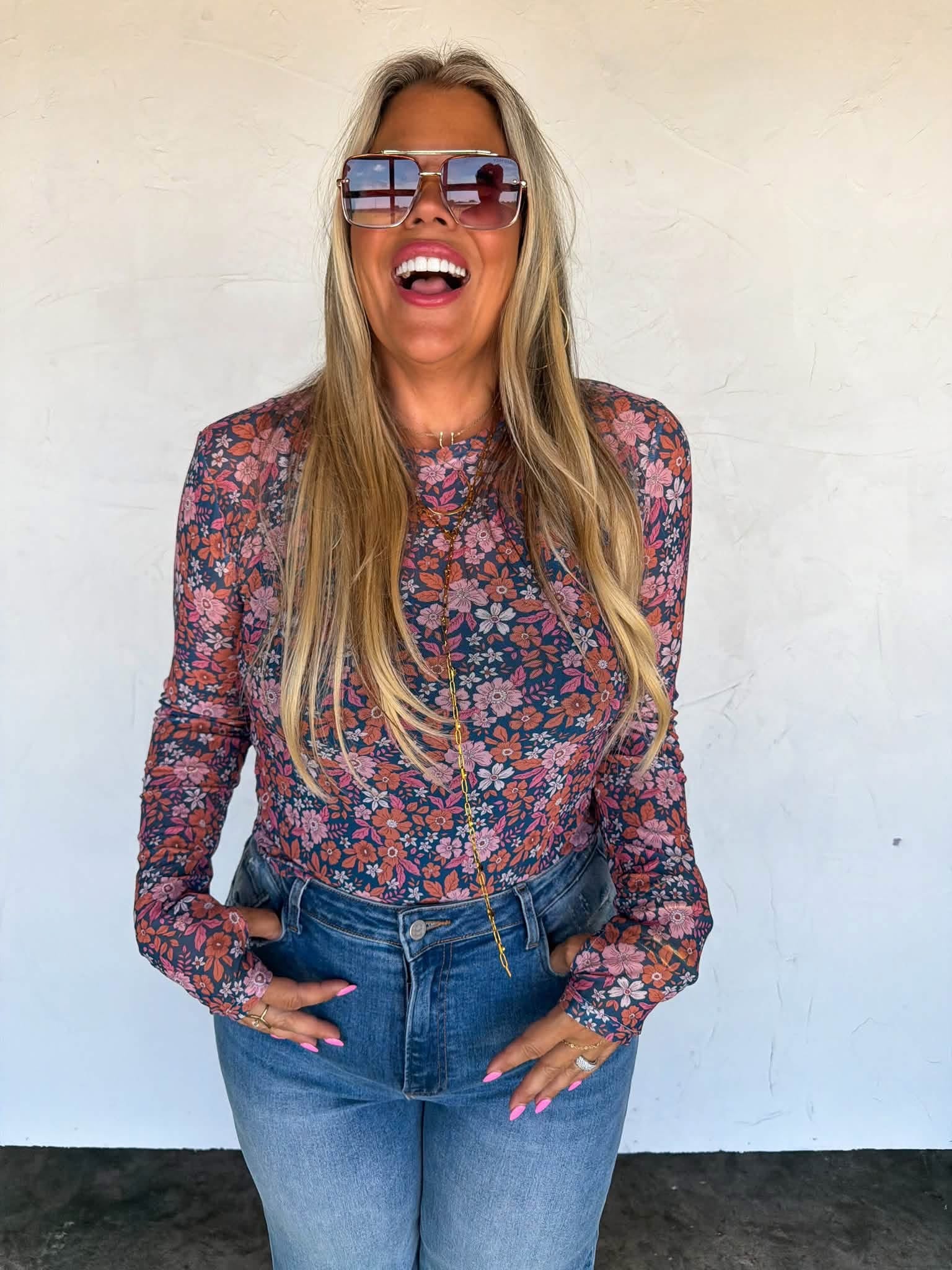 Fall Flower Dress up Mesh Tops