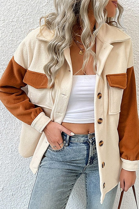 Button Down Lapel Jacket with Pockets