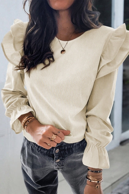 Jadie Corduroy Ruffled Blouse