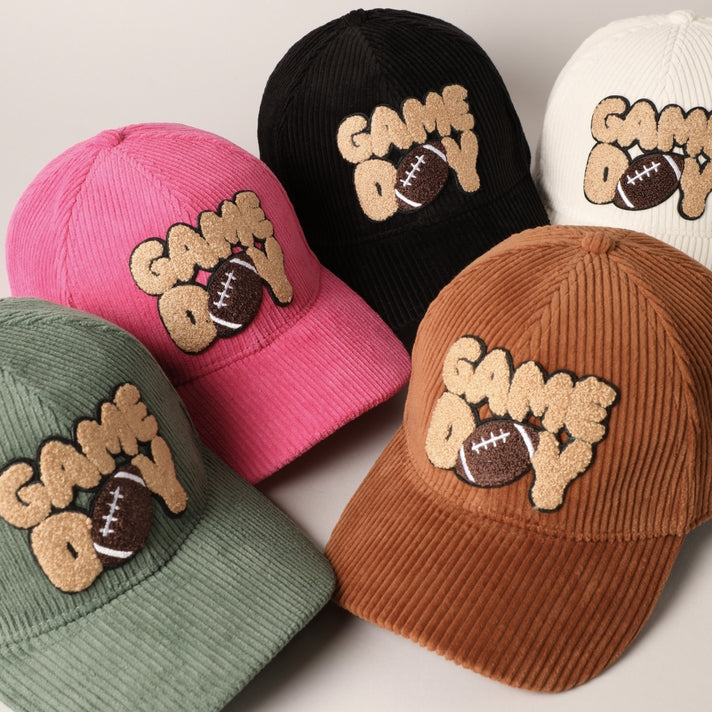 Football Game Day Patch Corduroy Cap