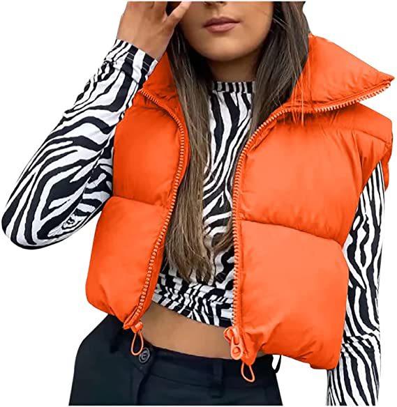 Zipper Stand-Up Collar Outerwear Vest Jacket