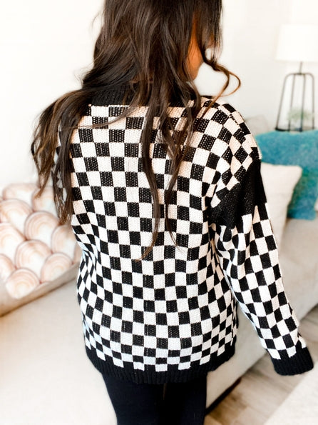 Vicki Varsity Checkered Cardigan