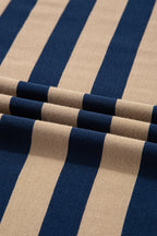 Fiery Red Black Stripe Print V Neck Maxi Dress with Side Splits