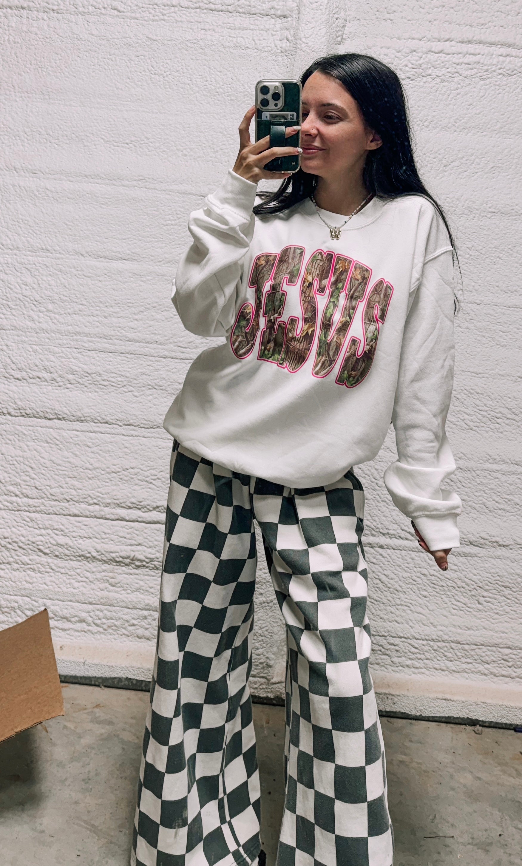 Camo Jesus hot pink outline tee or sweatshirt