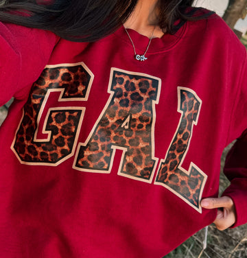 GAL LEOPARD Garnet crewneck