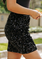 Black Sequin Mini Skirt
