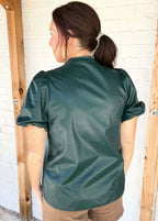 Green Pleather Blouse