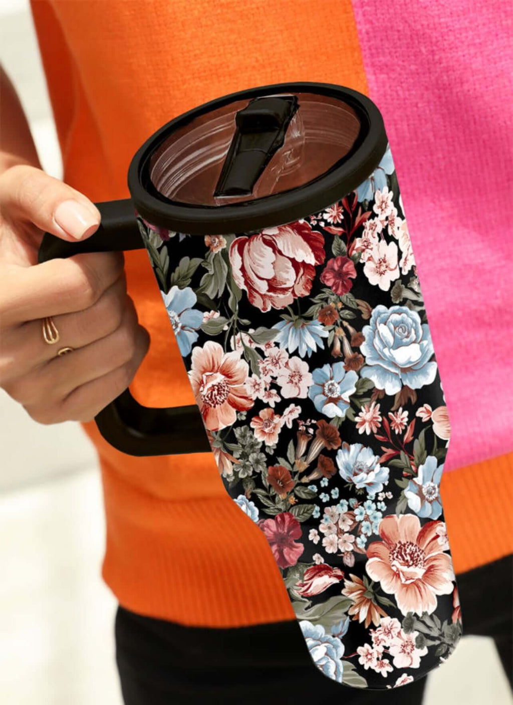 Black Flower Print 40 ounce